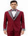 Dark Red - Maroon Wine Prom Tuxedo - Perfect Wedding Suit Vested rhinestone sequin Lapelled