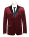 Mens Classic Velvet Fabric Tuxedo Dinner Jacket in Dark Burgundy
