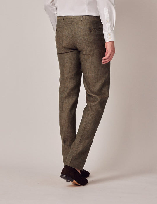 Mens Linen Suit For Beach Wedding - Summer Suit in Dark Green Tailored Fit