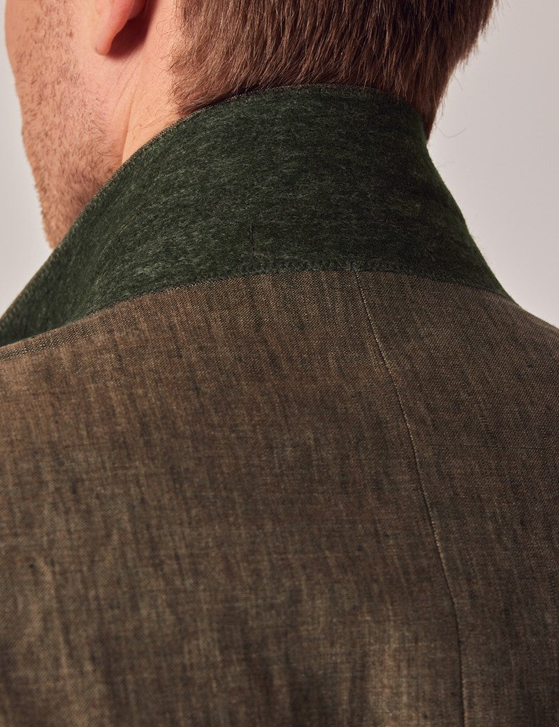 Mens Linen Suit For Beach Wedding - Summer Suit in Dark Green Tailored Fit