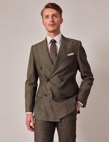Mens Linen Suit For Beach Wedding - Summer  Suit in Dark Green Tailored Fit