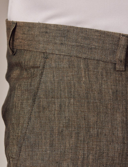 Mens Linen Suit For Beach Wedding - Summer Suit in Dark Green Tailored Fit