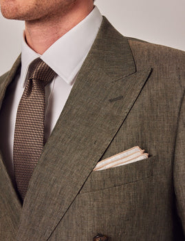 Mens Linen Suit For Beach Wedding - Summer Suit in Dark Green Tailored Fit