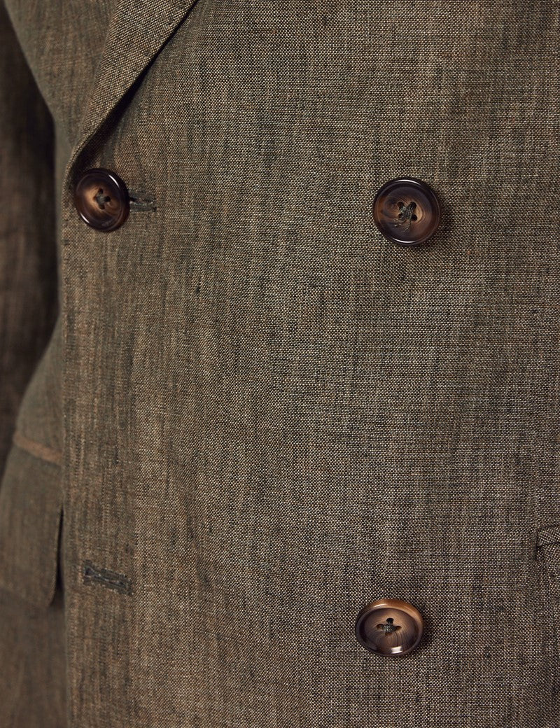 Mens Linen Suit For Beach Wedding - Summer Suit in Dark Green Tailored Fit