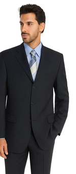 Cheap Priced Men'S Dress Suit For Sale Normal Pinstripe 2or3or4 Button Style Light Weight On Sale Dark Blue Suit