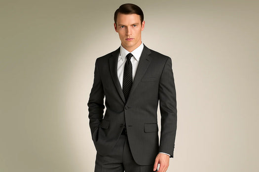 2 Button Peak Lapel Business ~ Wedding 2 Piece Side Vented 2 Piece Cheap Priced Business Suits Clearance Sale For Men Dark Charcoal Gray Tapered Slim Fitted Cut