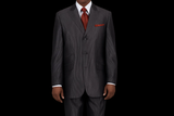 Ticket Pocket 3 Button Peak Lapel Dark Gray Sharkskin Shiny Metallic Jacket & Pants Cheap Priced Business Suits Clearance Sale