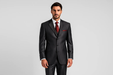 Ticket Pocket 3 Button Peak Lapel Dark Gray Sharkskin Shiny Metallic Jacket & Pants Cheap Priced Business Suits Clearance Sale
