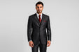 Ticket Pocket 3 Button Peak Lapel Dark Gray Sharkskin Shiny Metallic Jacket & Pants Cheap Priced Business Suits Clearance Sale