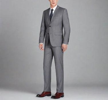 Renoir Clothing - Renoir Suit - Renoir Fashion - Super 140s Wool Two Button Slim Fit Dark Grey Renoir Suit
