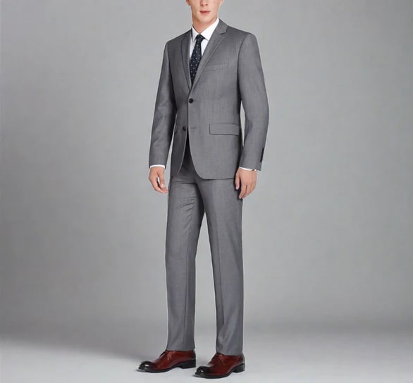 Renoir Clothing - Renoir Suit - Renoir Fashion - Super 140s Wool Two Button Slim Fit Dark Grey Renoir Suit