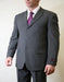 Three Button Suit - Classic Fit Pleated Pants - Men's Basic Three Button Poplin Dark Grey Suit
