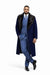 Dark Navy Blue Overcoat ~ Long Men's Dress Topcoat -  Winter coat With Fur Collar in and Fabric