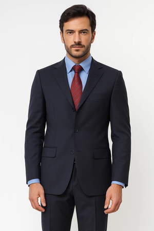 3/4 Buttons Men'S Dress Business Darkest Dark Navy Blue Suit For Men Super Year Round Cheap Priced Business Suits Clearance Sale - Image 2