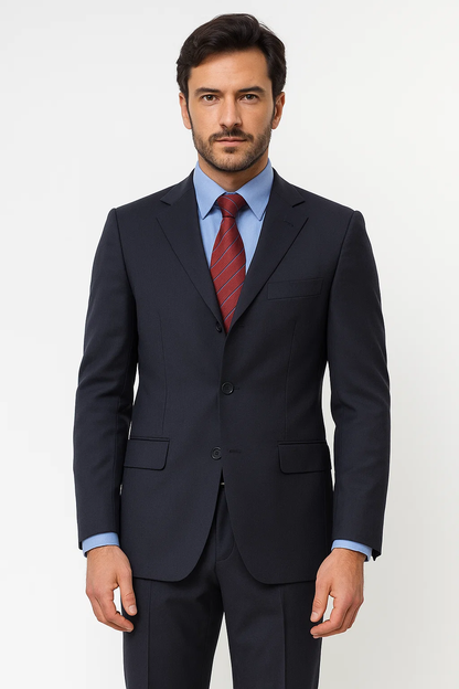 3/4 Buttons Men'S Dress Business Darkest Dark Navy Blue Suit For Men Super Year Round Cheap Priced Business Suits Clearance Sale - Image 2