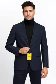 Denim Blazer - Cotton Fabric Blue Jean Sport Coat - Double Breasted Navy Blue Jacket