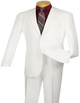 Designer Suit - Mens Suit Modern Fit 2 Button Notch Side Vented in White