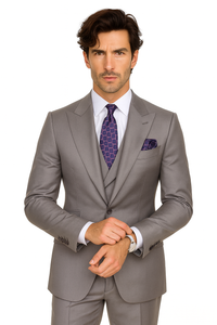 Big Lapel - Wide Lapel - Tom Ford Style Suit - Ticket Pocket - Gray