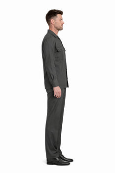 Mens Luxury Charcoal Grey Wool Two-Piece Leisure Walking Suit - Image 3