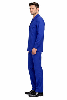 Mens Luxury Sapphire Blue Wool Two-Piece Leisure Walking Suit - Image 3