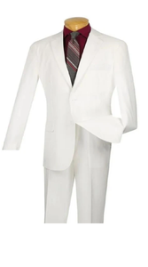 Designer Suit - Mens Suit Modern Fit 2 Buttons Notch Side Vented in White