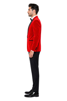 Mens Designer Velvet Tuxedo Jacket in Red