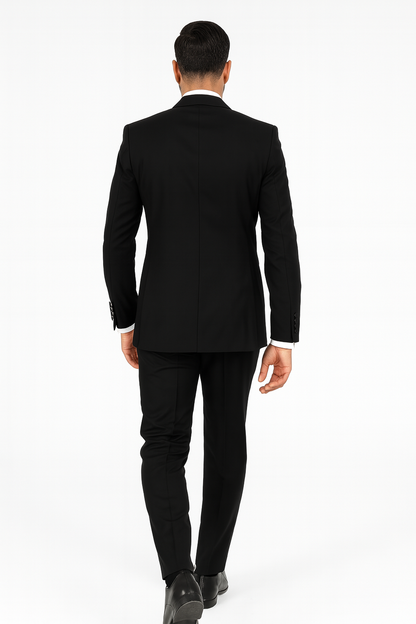 Men's Trimmed Shawl Lapel Blazer Dinner Jacket Black Vested Sport Coat - Image 5