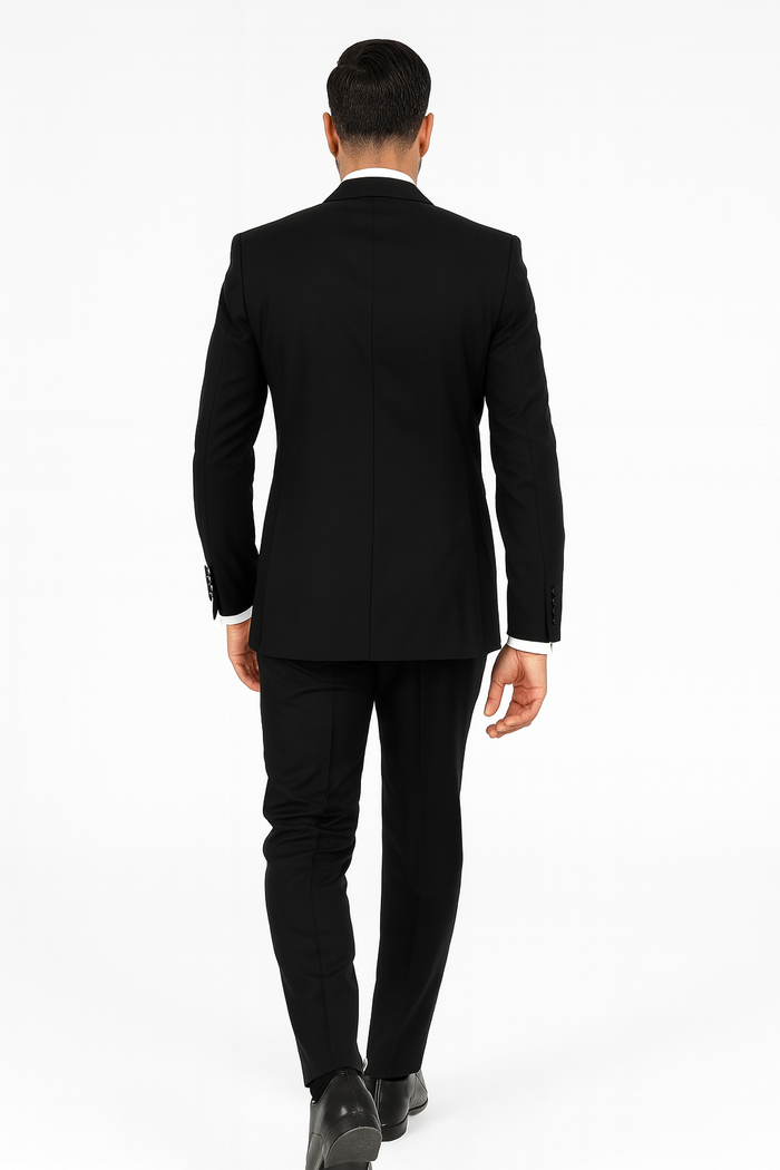 Men's Trimmed Shawl Lapel Blazer Dinner Jacket Black Vested Sport Coat - Image 5