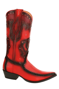 Men's King Exotic Genuine Sharkskin Boots 3x Toe Burnished Red (495v20912)