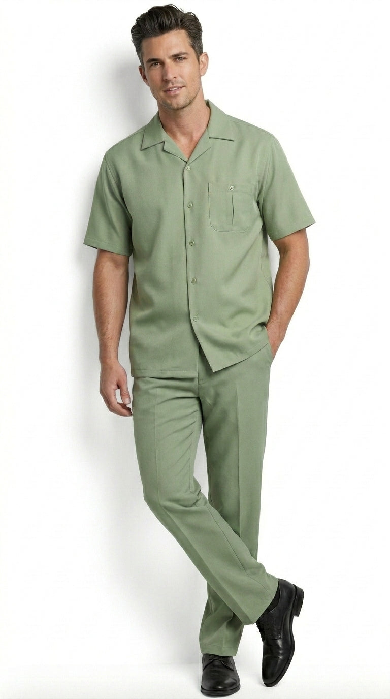 Men’s Mint Big and Tall Walking Suit with Short Sleeve Shirt and Matching Pants