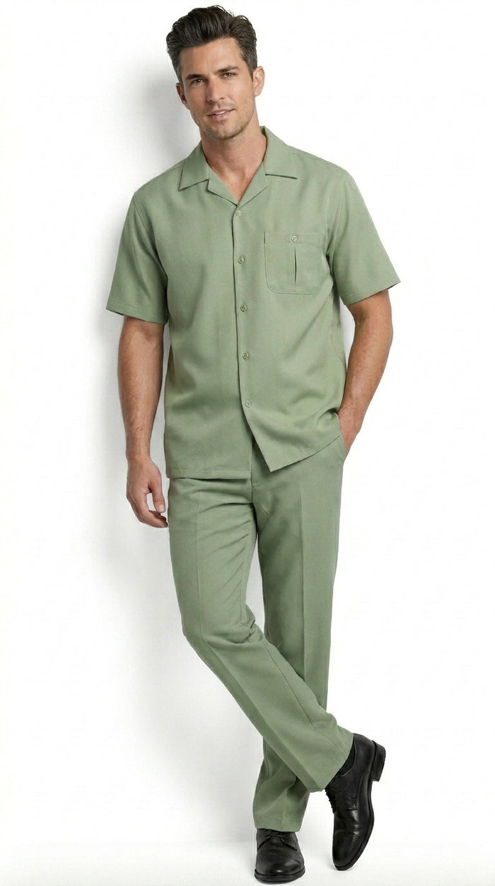 Men’s Mint Big and Tall Walking Suit with Short Sleeve Shirt and Matching Pants