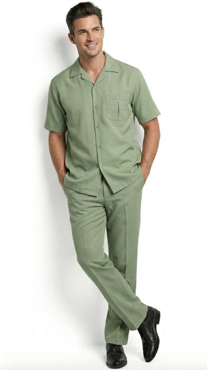 Men’s Mint Big and Tall Walking Suit with Short Sleeve Shirt and Matching Pants