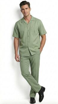 Men’s Mint Big and Tall Walking Suit with Short Sleeve Shirt and Matching Pants