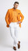 Men’s Mango Orange Blazer with Matching Shirt and Bow Tie, White Pants Formal Outfit