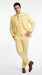 Men’s Yellow Seersucker 3 Piece Suit, 100% Cotton Summer Wedding Dress Suit
