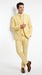 Men’s Yellow Seersucker 3 Piece Suit, 100% Cotton Summer Wedding Dress Suit