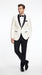 Men’s Ivory Wedding Suit with Black Satin Lapels – Groom Formal Suit Jacket and Pants