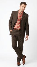 Men’s Chocolate Brown 3 Button Business Suit, Premier Quality Clearance Sale Dress Suit