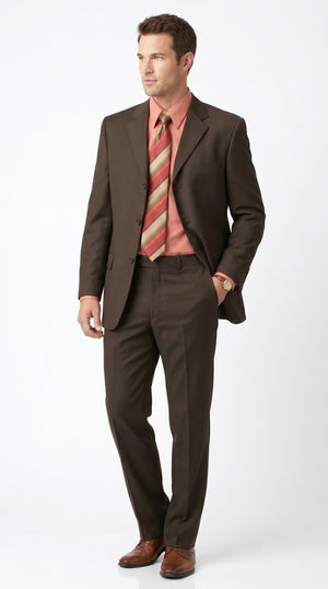 Men’s Chocolate Brown 3 Button Business Suit, Premier Quality Clearance Sale Dress Suit