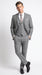 Men’s Charcoal Grey Windowpane Plaid 3 Piece Suit, 2 Button Vested Formal Dress Suit