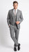 Men’s Charcoal Grey Windowpane Plaid 3 Piece Suit, 2 Button Vested Formal Dress Suit
