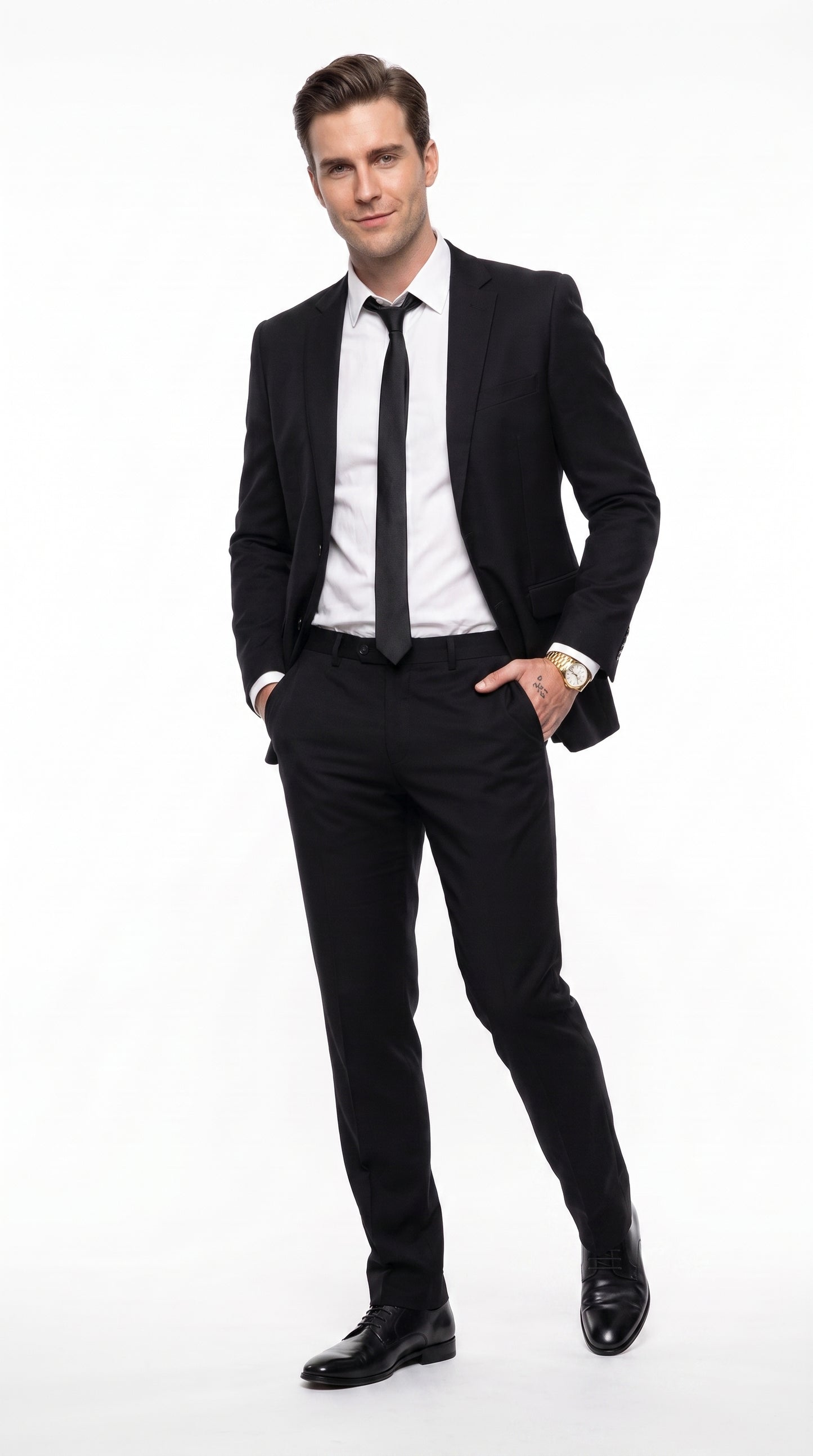 Men’s Blues Brothers Black Suit Costume Package with Shirt and Tie, Classic Formal Outfit