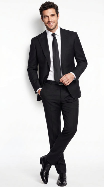 Men’s Black Peak Lapel Suit, Formal Wedding Business Dress Suit