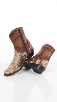 Men’s Los Altos Oryx Python Skin Short Boots, Original Python European Toe Western Dress Boots