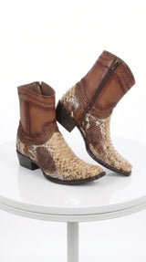 Men’s Los Altos Oryx Python Skin Short Boots, Original Python European Toe Western Dress Boots