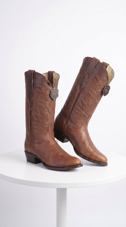 Men’s Brown Cowboy Boots, Classic Western Ranch Boots for Rodeo and Country Wear