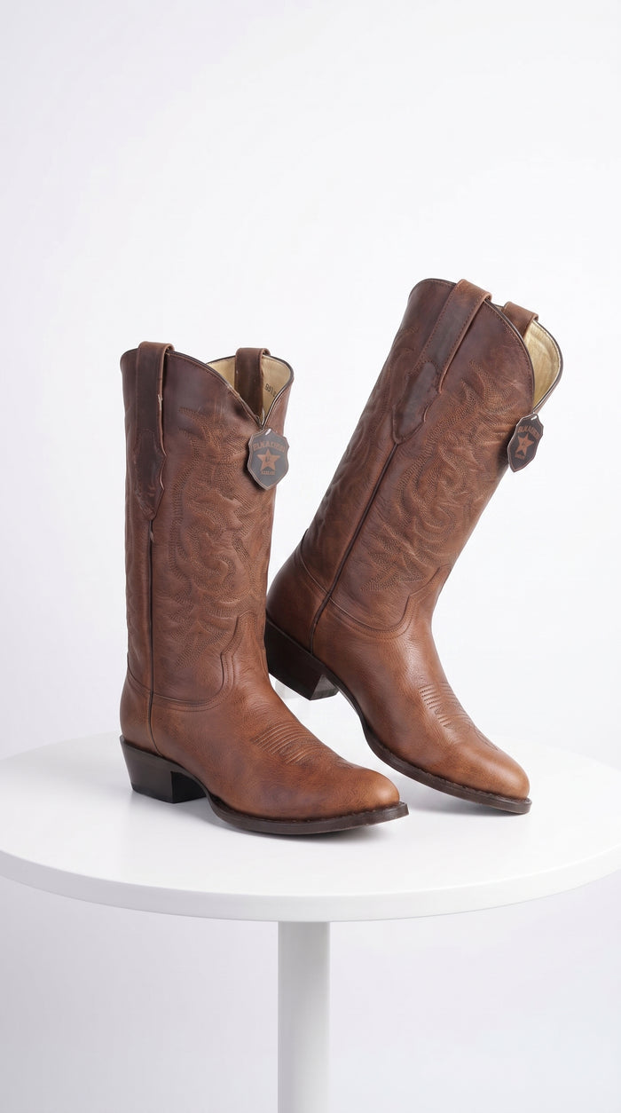 Men’s Brown Cowboy Boots, Classic Western Ranch Boots for Rodeo and Country Wear