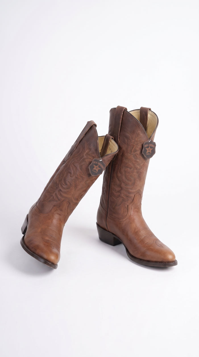 Men’s Brown Cowboy Boots, Classic Western Ranch Boots for Rodeo and Country Wear