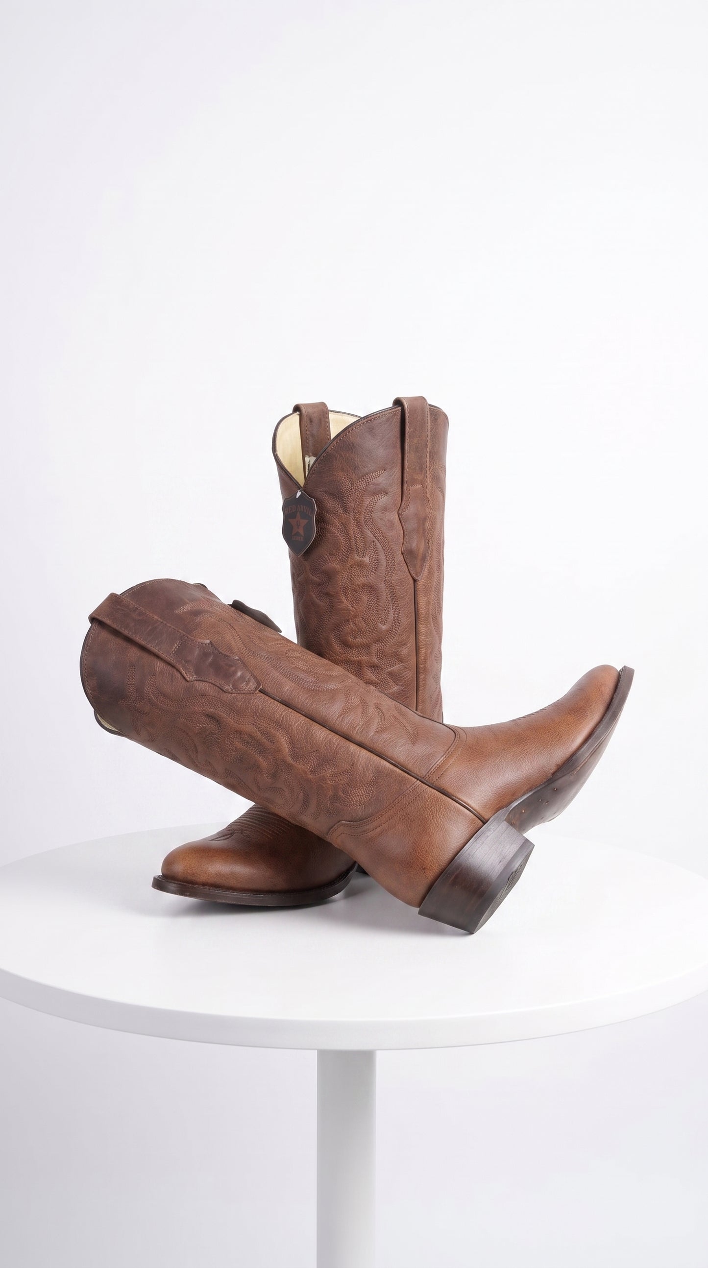 Men’s Brown Cowboy Boots, Classic Western Ranch Boots for Rodeo and Country Wear