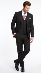 Alberto Nardoni Men’s Black 3 Piece Suit, Classic Fit Formal Wedding Business Dress Suit
